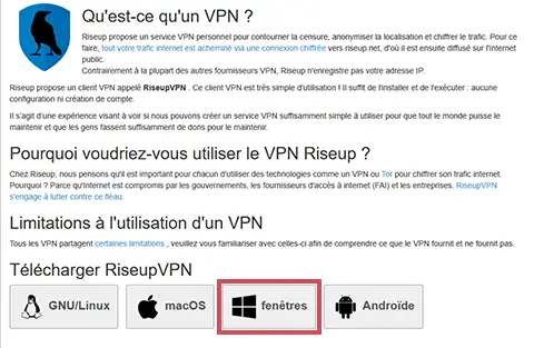 Capture d'écran montrant les étapes d'installation de RiseupVPN sur un ordinateur - partie 1