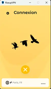 Interface de riseupVPN quand il se connecte
