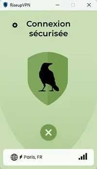 Interface de riseupVPN quand il est connecté
