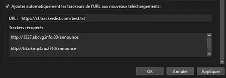 Colle l'URL de ta liste de trackers dans qBittorrent pour booster tes téléchargements
